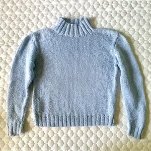 NANTUCKET KNIT HAND MADE COTTON SWEATER POWDER BLUE